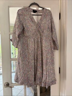 Hatch Floral Midi Dress in Soft Pink and Cream